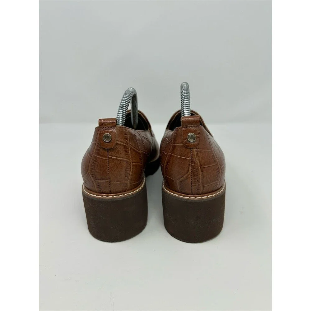 Naturalizer Darry Women's Loafer Slip-On Brown Croc Embossed Lug Sole Size 9.5W